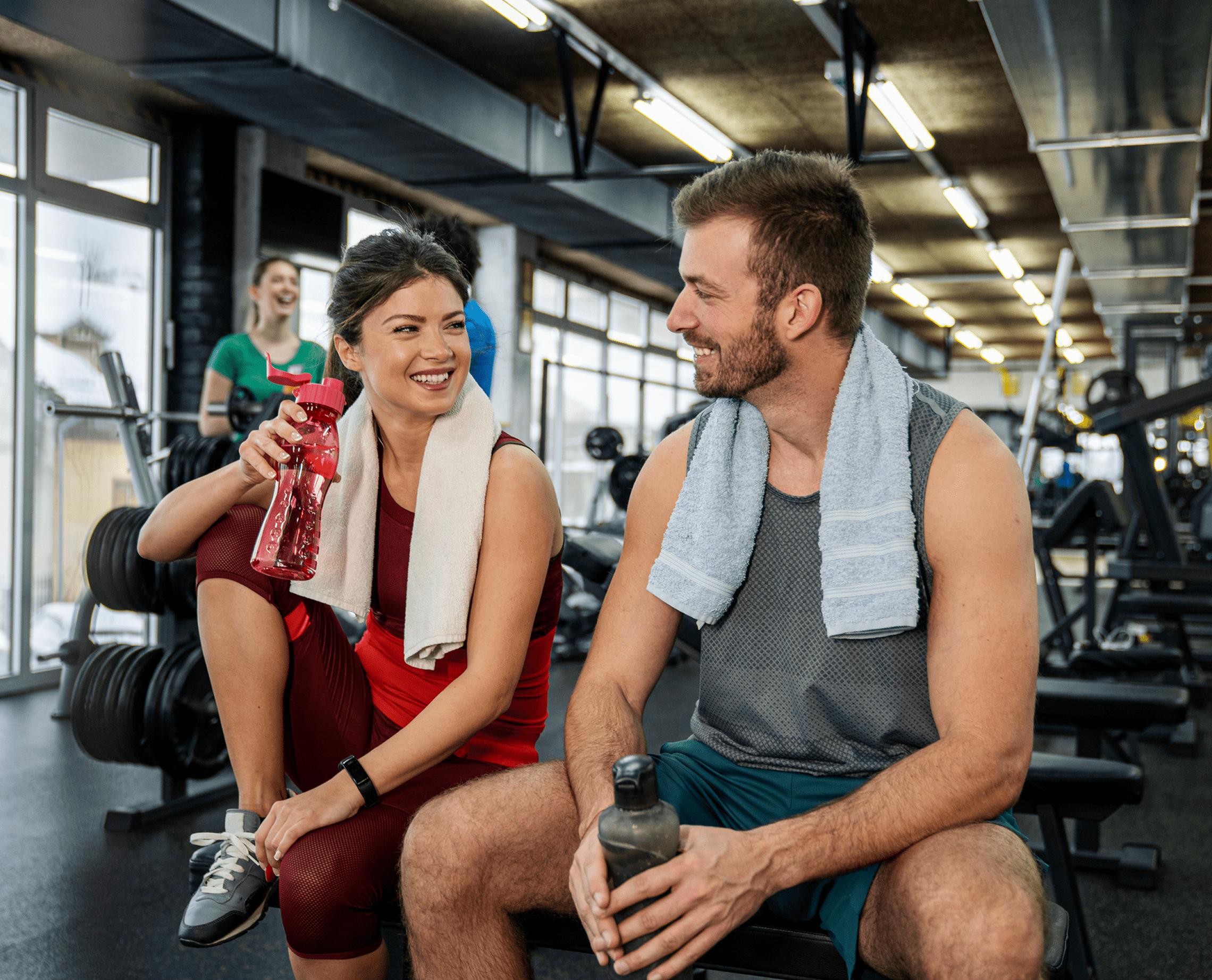 People relaxing at the gym